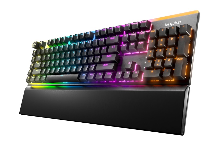 be quiet! Light Mount Mechanical Keyboard | Tactile | Hot-Swappable Lubricated Silent Switches | 3D Media Wheel | ARGB Keyboard | Quality PBT Double-Shot Keycaps | Programmable | BT004US